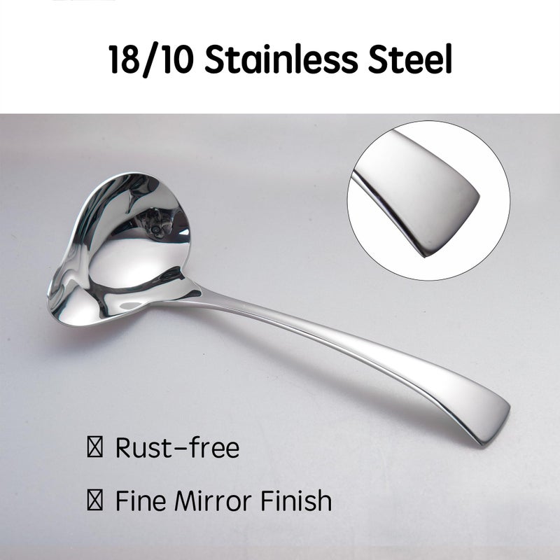 IMEEA Small Sauce Ladle with Pouring Spout 18/10 Stainless Steel Sauce Drizzle Spoon, 7inch - Image 2